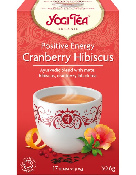 Yogi Tea Μαύρο Τσάι Βιολογικό Positive Energy Cranberry Hibiscus 17 Φακελάκια 30.6gr