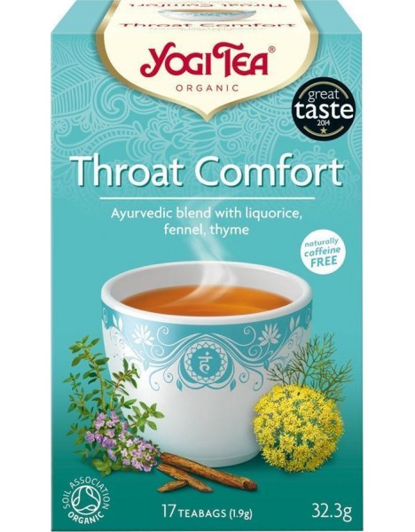 Yogi Tea Throat Comfort - Τσάι Για Ερεθισμένο Λαιμό  Με Γλυκόριζα, Μάραθο Και Θυμάρι, 17x1.9g