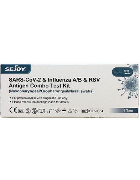 Sejoy SARS-CoV-2 & Influenza A+B & RSV 1τμχ Διαγνωστικό Τεστ Ταχείας Ανίχνευσης Αντιγόνων Covid-19 & Γρίπης με Ρινικό Δείγμα