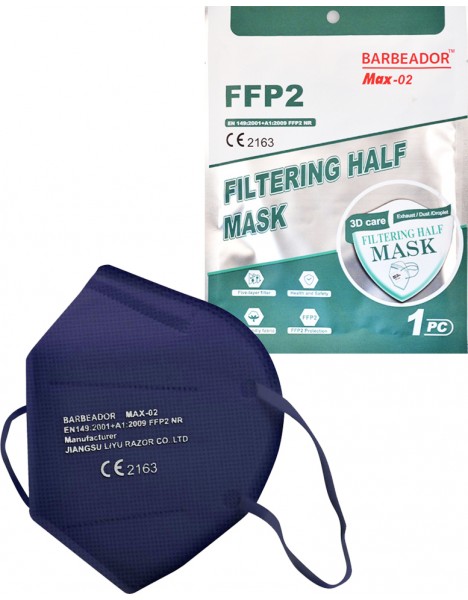 Max Barbeador  ΜΠΛΕ(1τεμ) Max-02 Filtering Half mask FFP2 Σκούρο Μπλε 1 τεμ