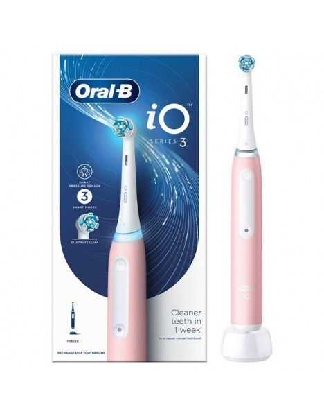 ORAL-B iO Series 3 Blush Pink Ηλεκτρική Επαναφορτιζόμενη Οδοντόβουρτσα σε Ροζ Χρώμα 1 Τεμάχιο