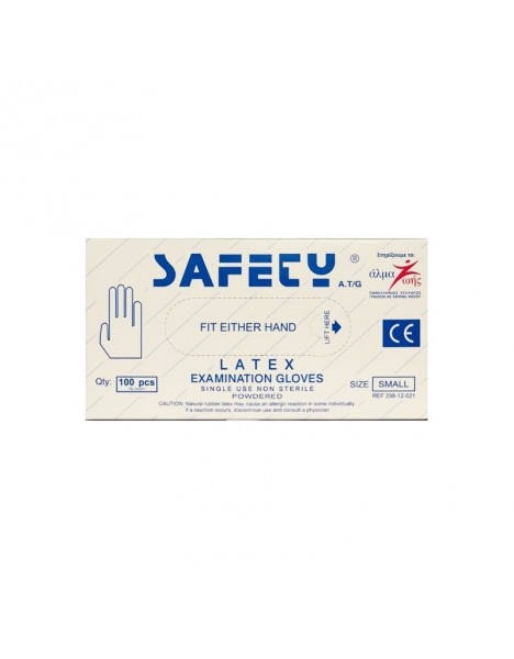 Safety Γάντια Latex με Πούδρα μιας Χρήσης 100τμχ