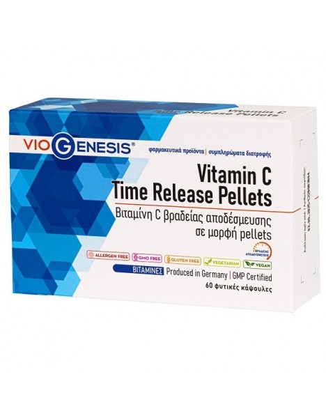 Viogenesis Vitamin C Time Release Pellets Βιταμίνη C Βραδείας Αποδέσμευσης 60 φυτικές κάψουλες