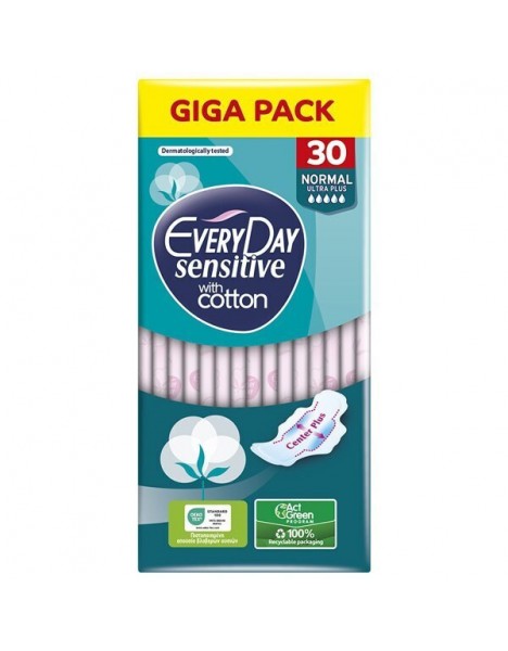 EveryDay Giga Pack Σερβιέτες Sensitive with Cotton Normal Ultra Plus, 30τεμ