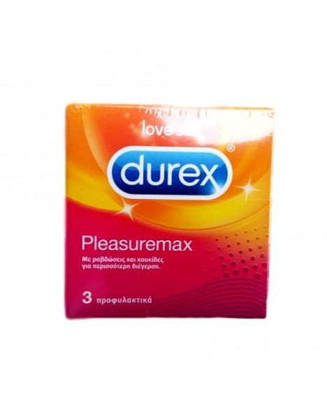 Durex Pleasuremax Προφυλακτικά Με Ραβδώσεις Και Κουκίδες Για Περισσότερη Διέγερση - 3 Τεμάχια
