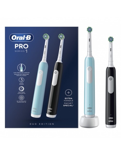 Oral-B Pro Series 1 Duo Edition Ηλεκτρική Οδοντόβουρτσα Γαλάζια και Μαύρη 2τμχ.