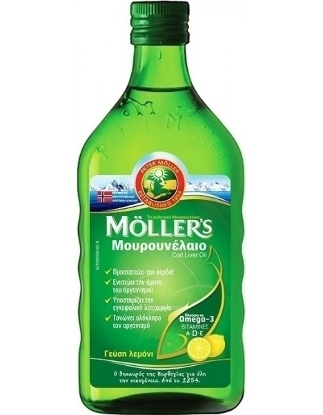 Mollers Μουρουνέλαιο Lemon Παραδοσιακό Μουρουνέλαιο σε Υγρή Μορφή με Γεύση Λεμόνι 250ml