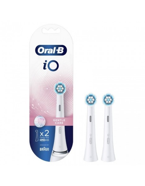Oral-B iO Gentle Care White Ανταλλακτικές Κεφαλές Ηλεκτρικής Οδοντόβουρτσας για Ευαίσθητα Δόντια & Ούλα, Λευκό Χρώμα, 2τεμ