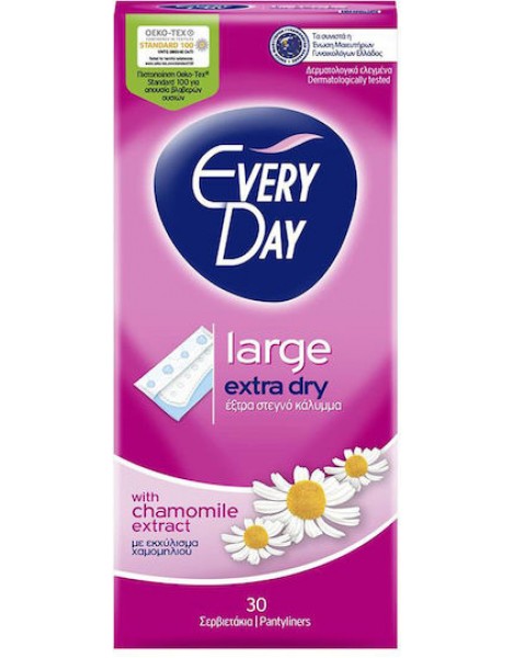Every Day Extra Dry Large με Εκχύλισμα Χαμομηλιού Σερβιετάκια 30τμχ