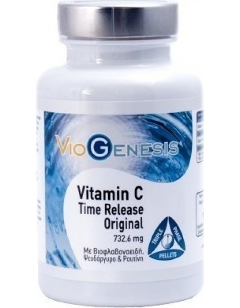 VIOGENESIS VITAMIN C TIME RELEASE ORIGINAL TRIPLE PHASE (ΒΡΑΔΕΙΑΣ ΑΠΟΔΕΣΜΕΥΣΗΣ ΒΙΤΑΜΙΝΗ C ΣΕ ΜΟΡΦΗ PELLETS) 732.6mg 120caps 