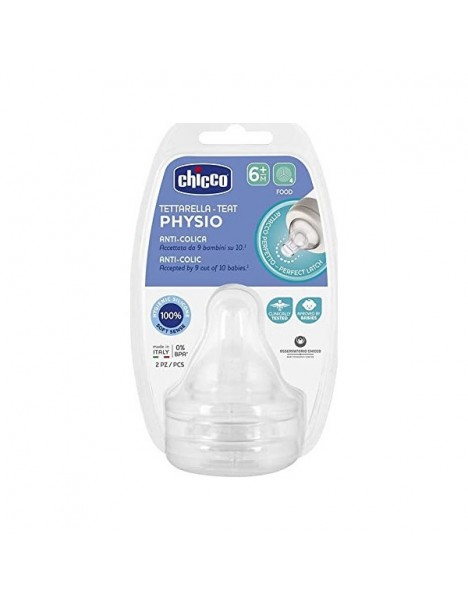 Chicco Physio Anti-Colic Θηλή Σιλικόνης Ροή Φαγητού 6m+ 2 Τεμάχια