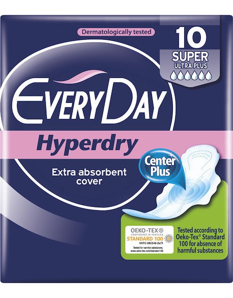 Every Day Hyperdry Super Ultra Plus Σερβιέτες με Φτερά για Αυξημένη Ροή 6 Σταγόνες 10τμχ