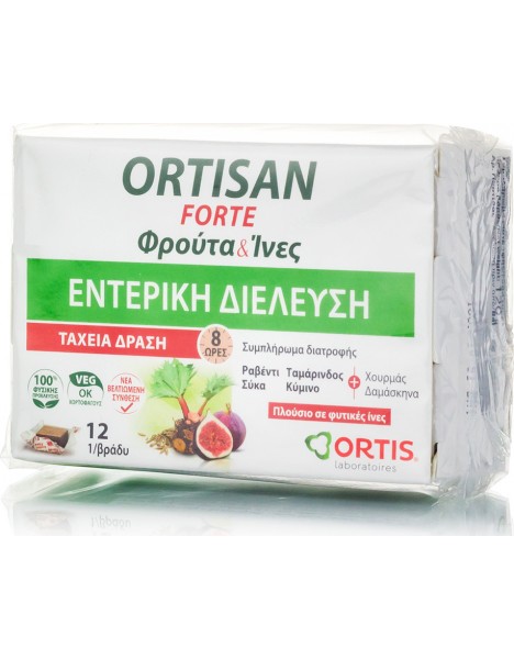 Ortis Ortisan Forte Φρούτα & Ίνες 12 Κύβοι Για τη Δυσκοιλιότητα