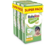 BABYLINO Sensitive Cotton Soft No5+ 12-17 Kg Super Pack, Πάνες με Απαλό Κάλυμμα με Βαμβάκι - 126τεμ (3x42)