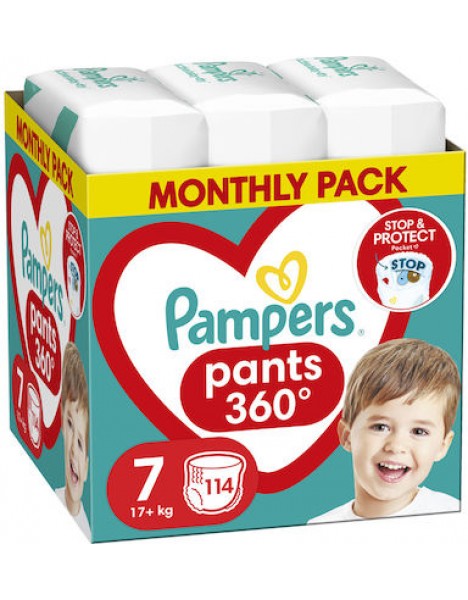 Pampers Pants Pants 360° Πάνες Βρακάκι No. 7 για 17+kg 114τμχ