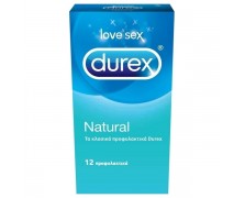 Durex Natural Προφυλακτικά με ήπια λίπανση , 12 τεμάχια