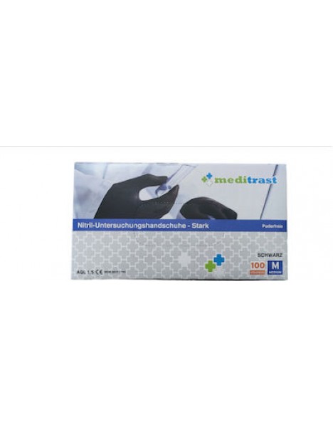Meditrast Nitril-Handschuhe Extra Strong Γάντια Νιτριλίου Χωρίς Πούδρα σε Μαύρο Χρώμα 100τμχ