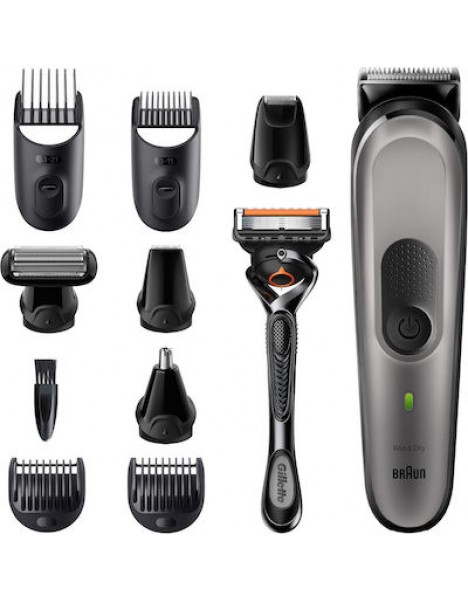 Braun All-In-One Trimmer 7 MGK7320 Σετ Επαναφορτιζόμενης Κουρευτικής Μηχανής Ασημί ‎