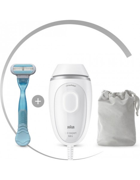 Σετ αποτρίχωσης Laser Braun Silk-expert Mini PL1124, με ξυραφάκι Venus και θήκη μεταφοράς PL1124