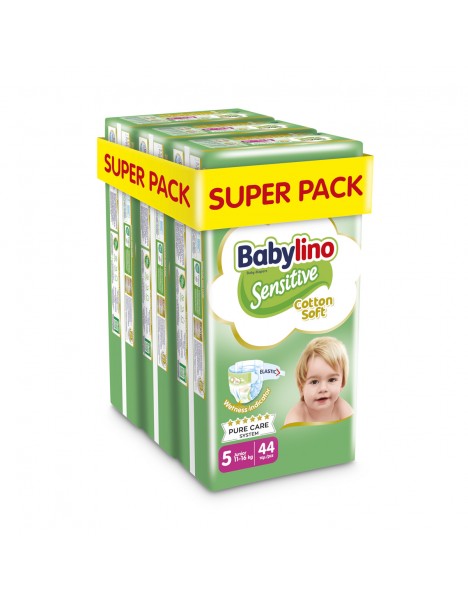 Babylino Sensitive Cotton Soft Super Pack Πάνες με Αυτοκόλλητο No. 5 για 11-16kg 132τμχ