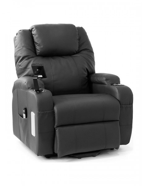 Horizon Πολυθρόνα Relax Massage με Υποπόδιο από Δερματίνη Μαύρη 90x95x110cm Vita Orthopedics 09-2-188
