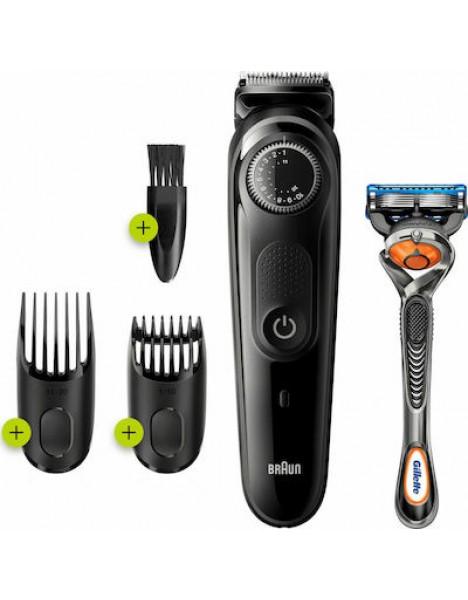  Braun Beard Trimmer 5 Σετ Επαναφορτιζόμενης Κουρευτικής Μηχανής Μαύρο BT5242