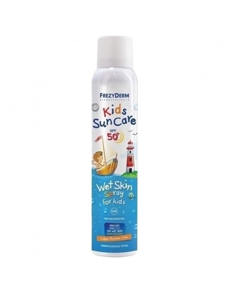 Frezyderm Kids Sun Care Wet Skin Spray SPF50+ Παιδικό Αντιηλιακό Spray που Ψεκάζεται απευθείας σε Βρεγμένο Δέρμα, 200ml