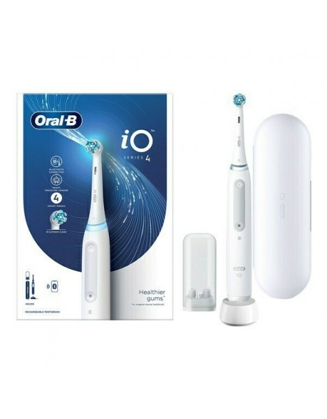 Oral-B iO Series 4 Ηλεκτρική Οδοντόβουρτσα με Χρονομετρητή, Αισθητήρα Πίεσης και Θήκη Ταξιδίου White