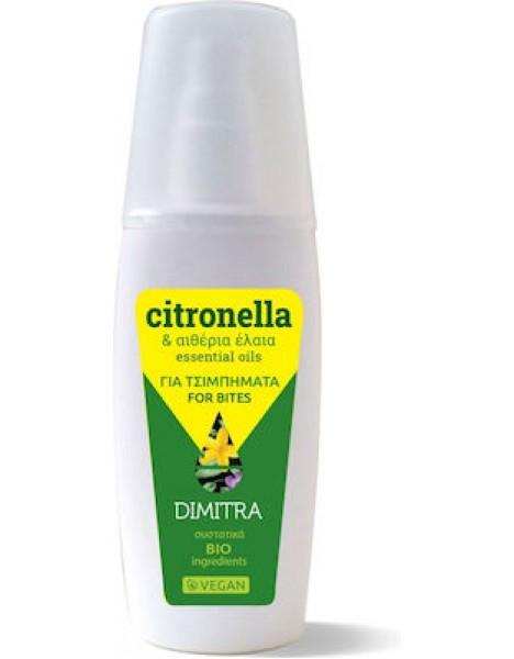 Φυσικό Spray citronella με Βαλσαμέλαιο, Λεμονόχορτο, Κέδρο με βιολογικά συστατικά Dimitra 100ml