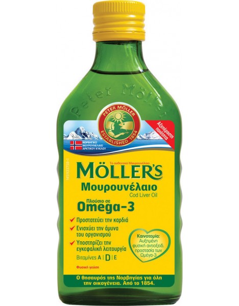 Mollers Μουρουνέλαιο Natural Παραδοσιακό Μουρουνέλαιο σε Υγρή Μορφή με την Κλασσική Γεύση του Μουρουνέλαιου 250ml