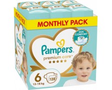 Pampers Πάνες με Αυτοκόλλητο Premium Care Monthly Pack No. 6 για 13-18kg 128τμχ
