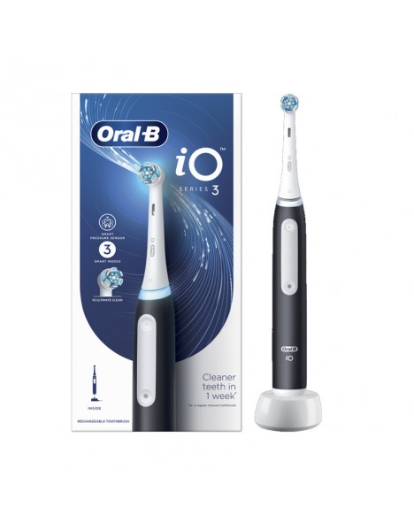 ORAL-B iO Series 3 Magnetic Black Ηλεκτρική Επαναφορτιζόμενη Οδοντόβουρτσα σε Mαύρο Χρώμα 1 Τεμάχιο