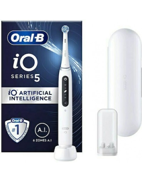 Oral-B IO Series 5 Ηλεκτρική Οδοντόβουρτσα με Αισθητήρα Πίεσης και Θήκη Ταξιδίου White