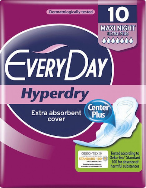 Every Day Hyperdry Maxi Night Σερβιέτες με Φτερά Νυκτός για Αυξημένη Ροή 7 Σταγόνες 10τμχ