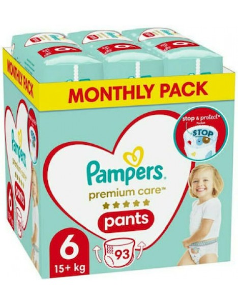 Pampers Pants Premium Care Πάνες Βρακάκι No. 6 για 15+kg 93τμχ