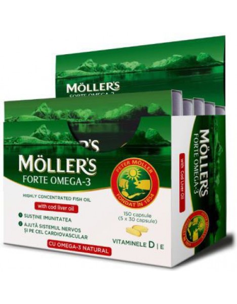 MOLLER`S Forte Μουρουνέλαιο Μίγμα Ιχθυελαίου & Μουρουνέλαιου Πλούσιο Σε Ω3 Λιπαρά Οξέα, 150 Κάψουλες