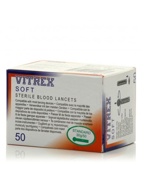 WINMEDICA Vitrex Soft Lancets Σκαρφιστήρες για την Μέτρηση Γλυκόζης του Αίματος 50τμχ
