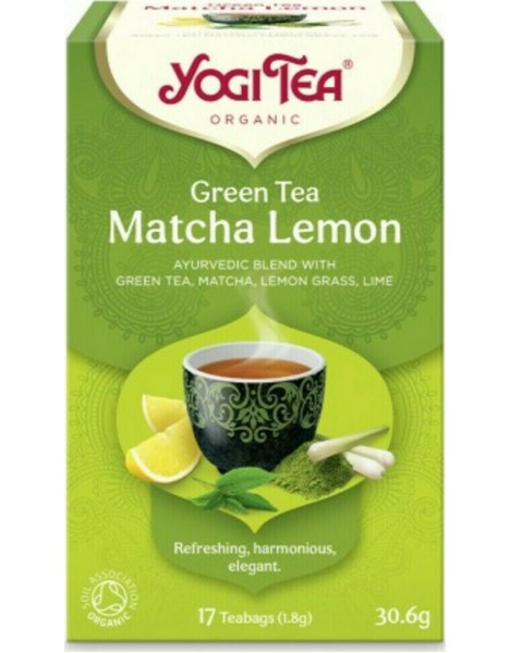 Yogi Tea Green Tea Matcha Lemon, Πράσινο Τσάι με μάτσα λεμονόχορτο λάιμ, Bio, 17 φακελάκια