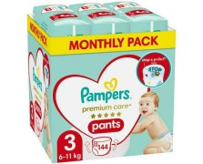 Pampers Monthly Premium Care Pants Πάνες-Βρακάκι Μεγ 3 x144τμχ (6-11kg)