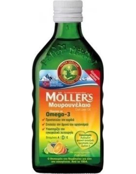 Moller's Μουρουνέλαιο Tutti Frutti Παραδοσιακό Μουρουνέλαιο σε Υγρή Μορφή με Γεύση Φρούτων 250ml