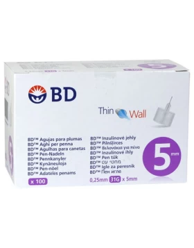 BD Thin Wall Βελόνες ινσουλίνης Για Πένες 31G x 5mm 100τμχ