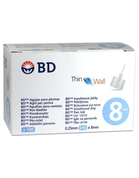 BD Thin Wall Βελόνες ινσουλίνης Για Πένες 31G x 8mm 100τμχ