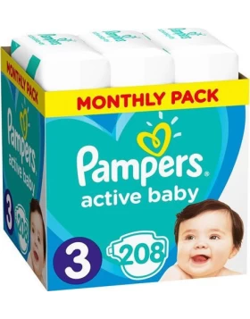 Pampers Active Baby Monthly No 3 (6-10kg) 208τμχ