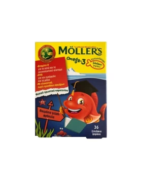MOLLER'S Omega-3 Zελεδάκια-Ψαράκια Με Γεύση Φράουλα 36τμχ