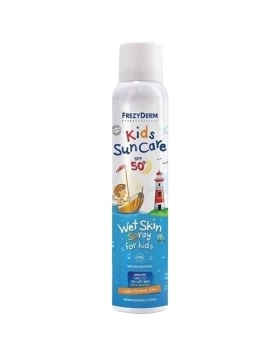 Frezyderm Kids Sun Care Wet Skin Spray SPF50+ Παιδικό Αντιηλιακό Spray που Ψεκάζεται απευθείας σε Βρ