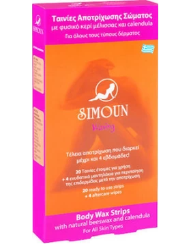 SIMOUN Ταινίες Αποτρίχωσης Σώματος, 20τμχ + Ενυδατικά Μαντηλάκια, 4τμχ