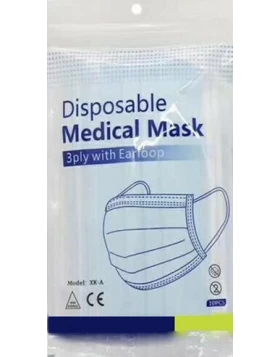 Disposable Medical Mask 3ply With Earloop - Χειρουργική Μάσκα Μιας Χρήσης Σε Συσκευασία Με Zip 10 Τε