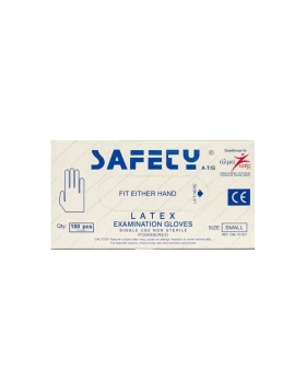Safety Γάντια Latex με Πούδρα μιας Χρήσης 100τμχ