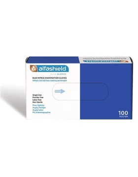 Karabinis Medical Alfashield Alfa Gloves Εξεταστικά Γάντια Νιτριλίου Χωρίς Πούδρα Μπλε 100τμχ