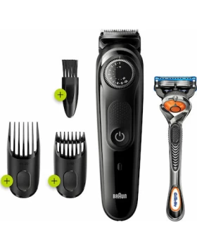  Braun Beard Trimmer 5 Σετ Επαναφορτιζόμενης Κουρευτικής Μηχανής Μαύρο BT5242